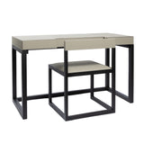 Compact Desk and Chair French Grey Leather