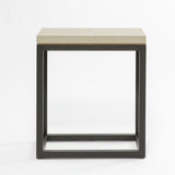Linea D'oro Side Table French Grey Leather