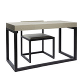 Compact Desk and Chair French Grey Leather