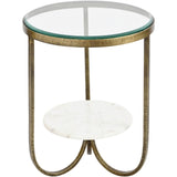 Nolita White Marble and Antique Gold Iron Side Table