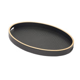 Paragon Oval Tray Black Weave Leather