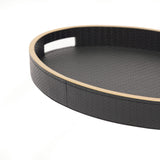 Paragon Oval Tray Black Weave Leather