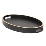 Paragon Oval Tray Black Weave Leather