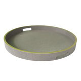 Paragon Round Tray Grey Shagreen Leather