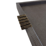 Honeycomb Tray Grey Shagreen Leather