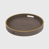 Paragon Round Tray Grey Shagreen Leather