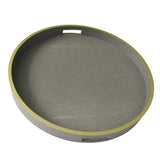 Paragon Round Tray Grey Shagreen Leather