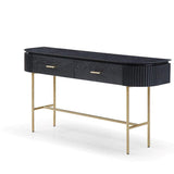 Lantine Console Table - Black Oak and Brass