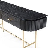 Lantine Console Table - Black Oak and Brass